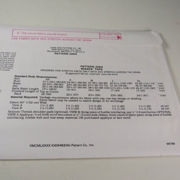 Kwik Sew 2054 Sewing Pattern Shirt UNCUT NEW short sleeve, long sleeve shirt - Picture 5 of 5